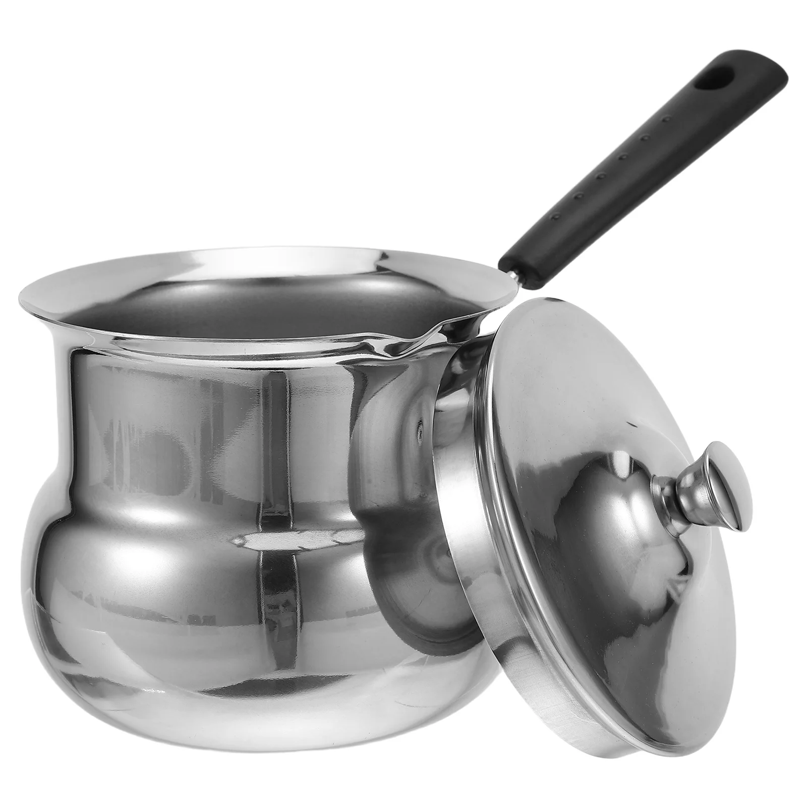 

Stainless Steel Hand Drip Coffee Pot 120ml Silver Heat Retention Lid Turkish Greek Mocha Pot for Stovetop Brewing