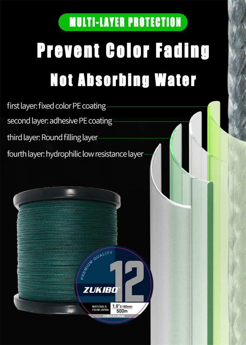 ZUKIBO 3000M 9/12 Strands Saltwater Line PE Braid Fishing Line Multifilament Fishing Wire for CarpFishing Line Pesca mar