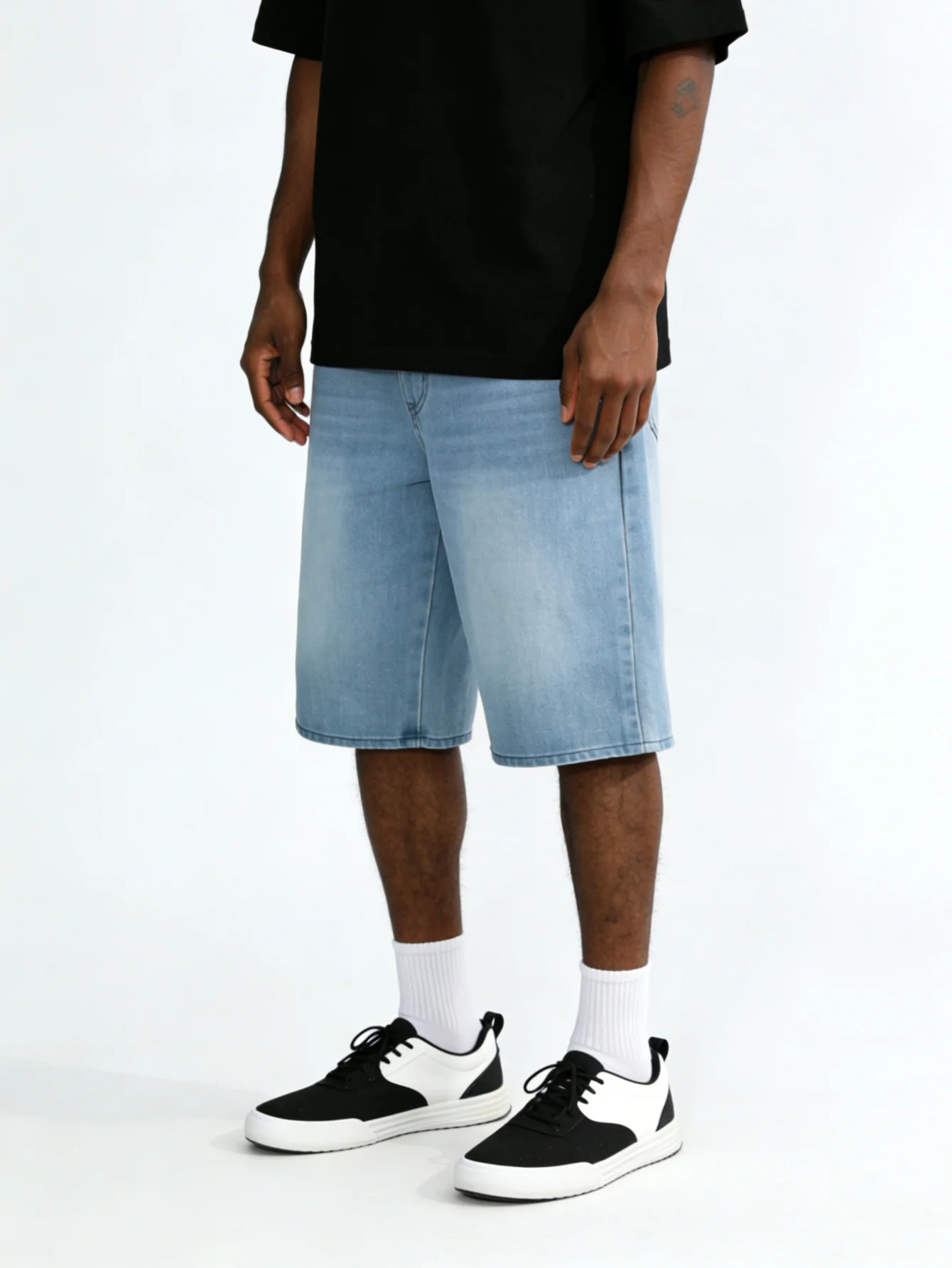 

Blue Denim Loose Shorts For Men Non Stretch Casual Jorts Classic Basic Design Daily Summer Bottoms