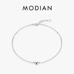 Modian Fashion Cute Heart Ankle For Women Real Solid 925 Sterling Silver Simple Link Chain Ankle Ethnic Style Fine Jewelry