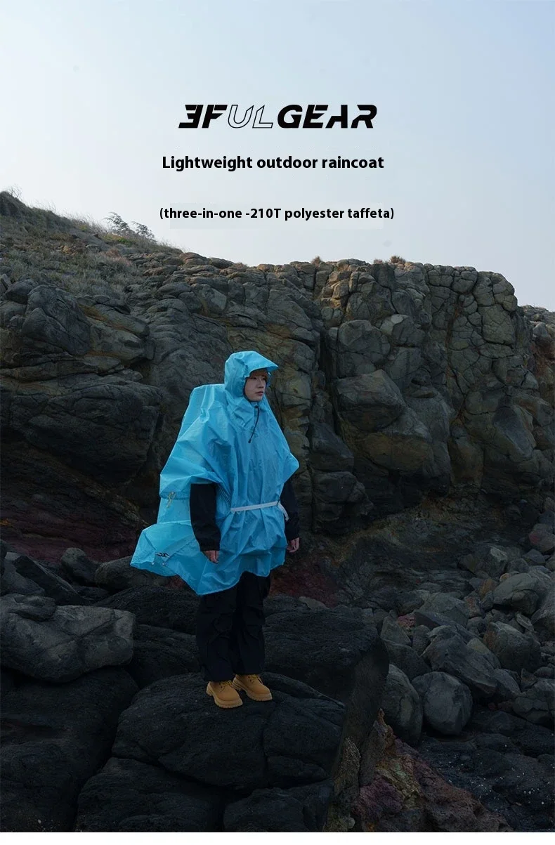 3F UL GEAR Ultraleichter Wanderregenmantel 3-in-1 Camping-Regenponcho Tarp Outdoor-Vordach Zelt 15D Silikon Wasserdichte Regenjacke – Detail 19