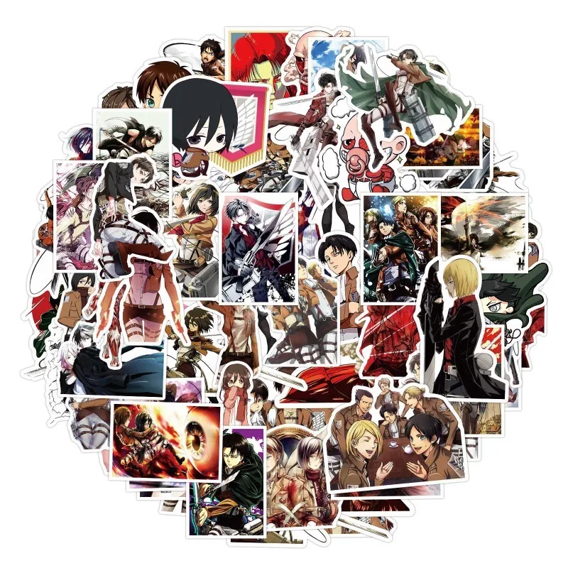 50pcs Attack on Titan Cartoon Cute Creative Decorative Stickers
