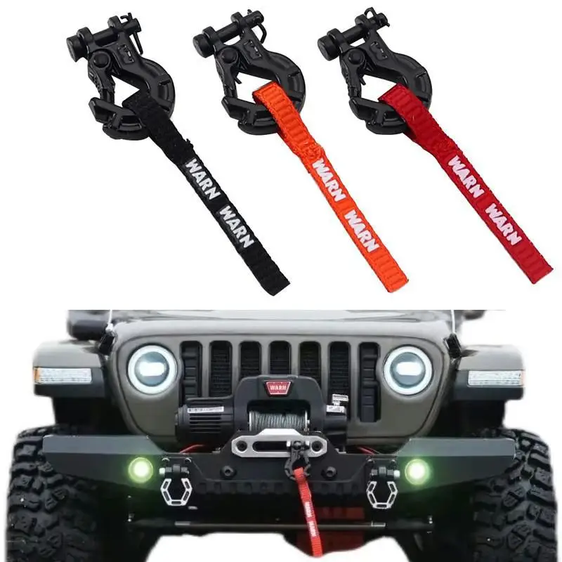 Metal Winch Hook With Winch Pull Strap Tags Decoration for 1/10 RC Crawler Car Axail SCX10 TRX4 TRX6 Rc4wd Upgrade Parts
