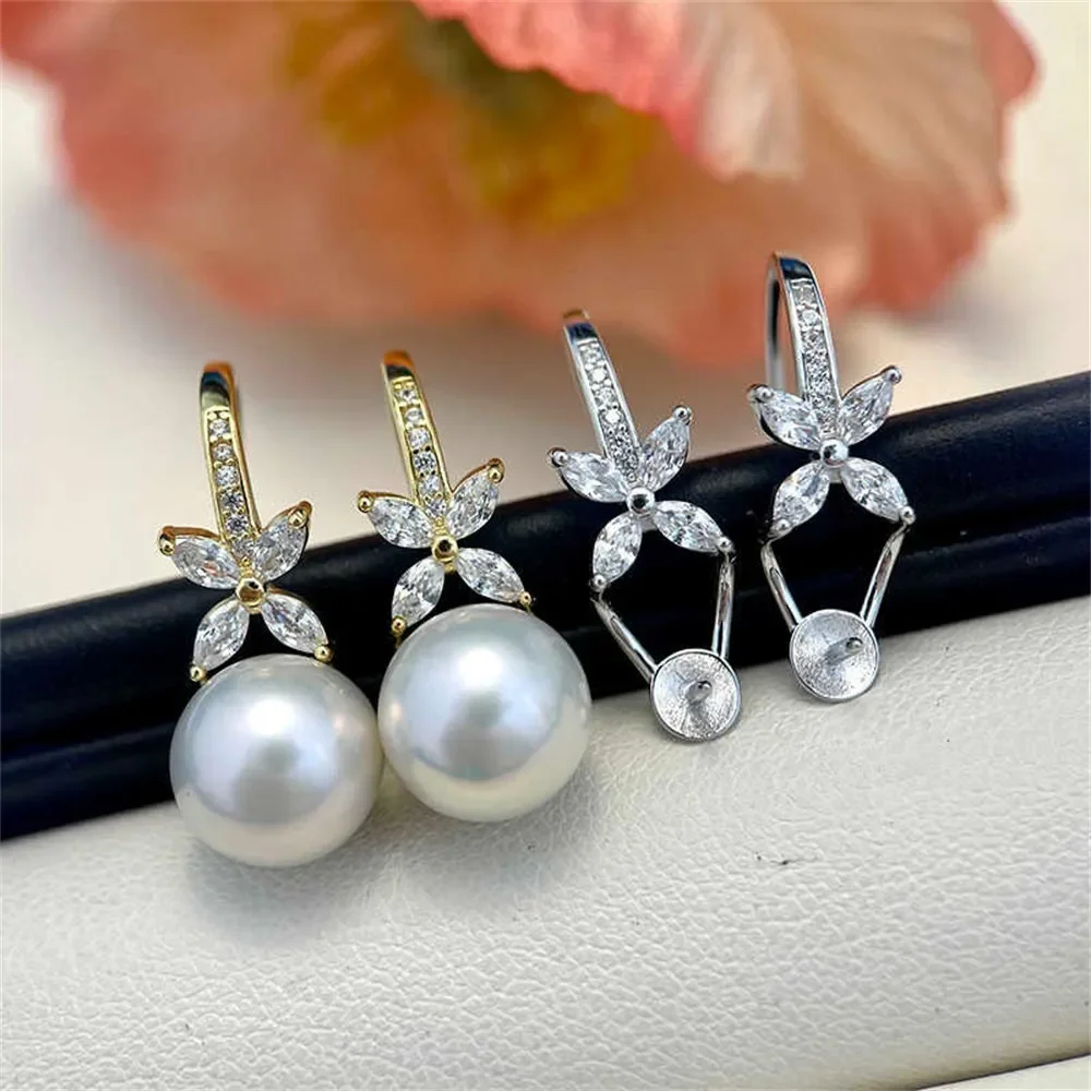 S925 Sterling Silver Pearl Earring Settings DIY Jewelry Making Supplies Blank Earring Posts for Handcrafted Accessories No Pearl
