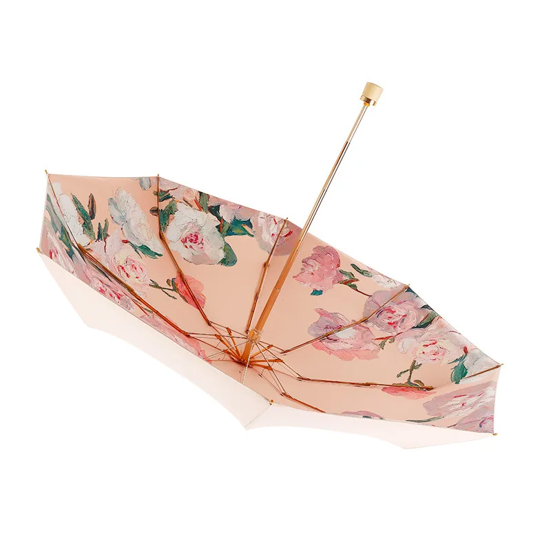 Summer Portable Folding Umbrella Color Coating Sunscreen UV Protection Sunshade Parasol Umbrella Sunny and Rainy Umbrella