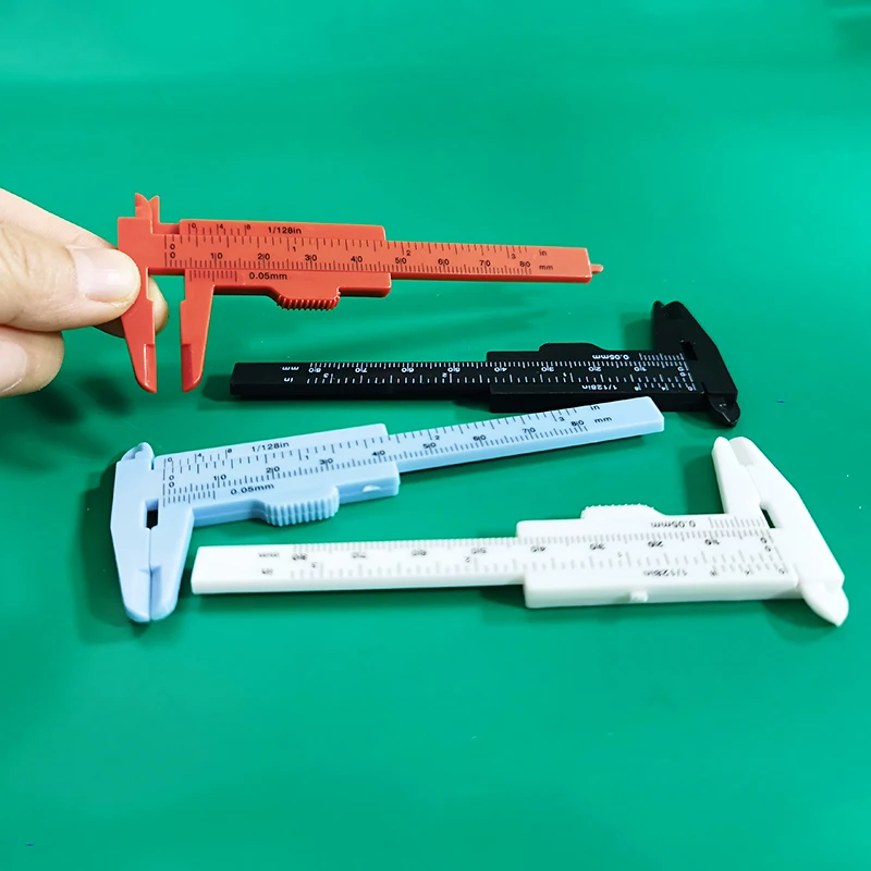 Double Rule Scale Plastic Caliper 0-80mm Vernier Caliper Measuring Student Mini Tools White/Blue/Black/Red Multi-color Optional