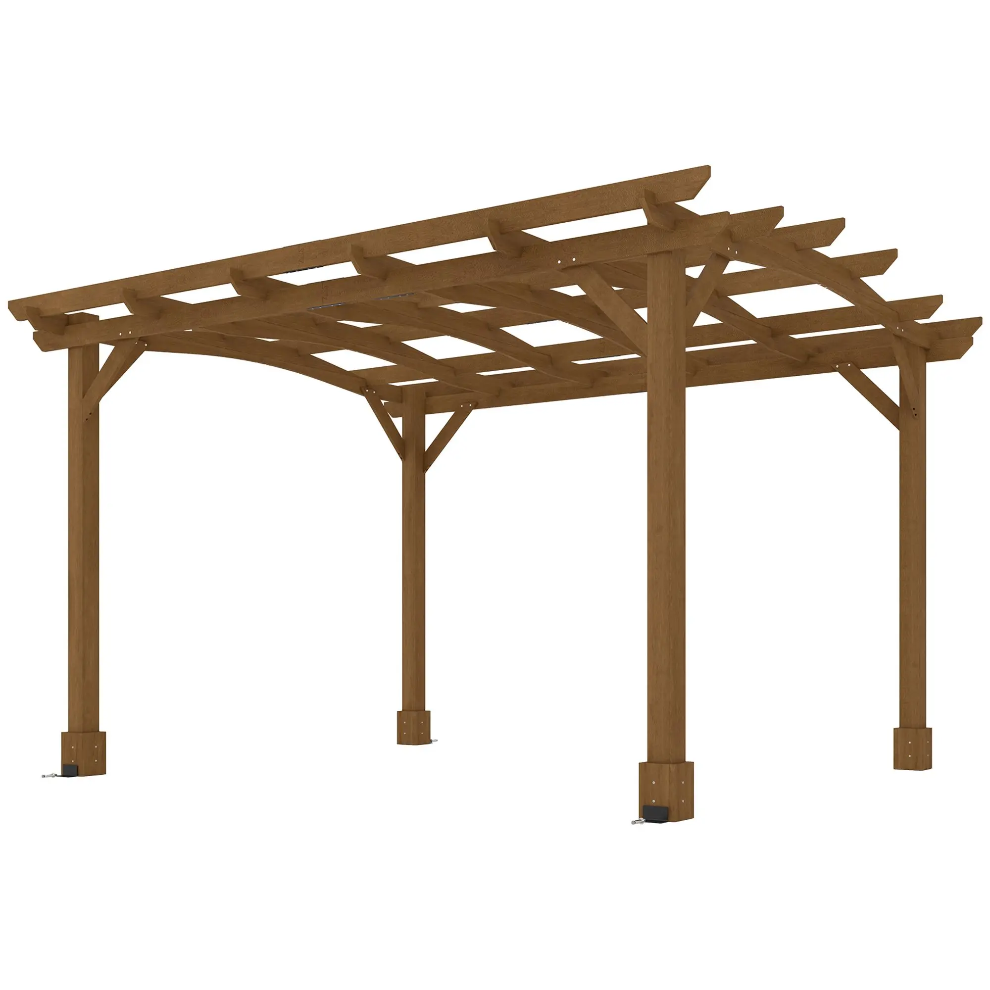 

For Outsunny 10' x 12' Wood Pergola, Outdoor Gazebo Grape Trellis with Arched Roof for Climbing Plant Support, Dark Brown