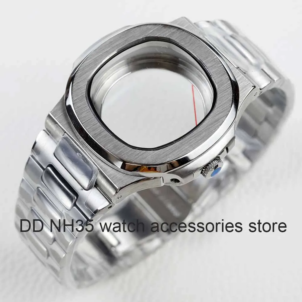 

40mm NH35 Case Square Silver Waterproof for NH35 NH36 NH38 movement 30.5mm Dial Nautilus Watch Case Stainless steel Strap