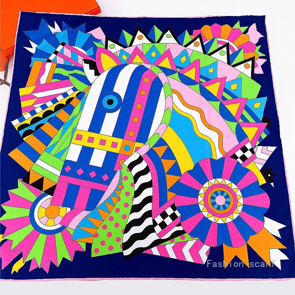 

New 90cm Colorful Horse Head Handcrafted Scarf Versatile Shawl Women’s Fashion Accessory in Stock Head Scarfs for Women Luxury