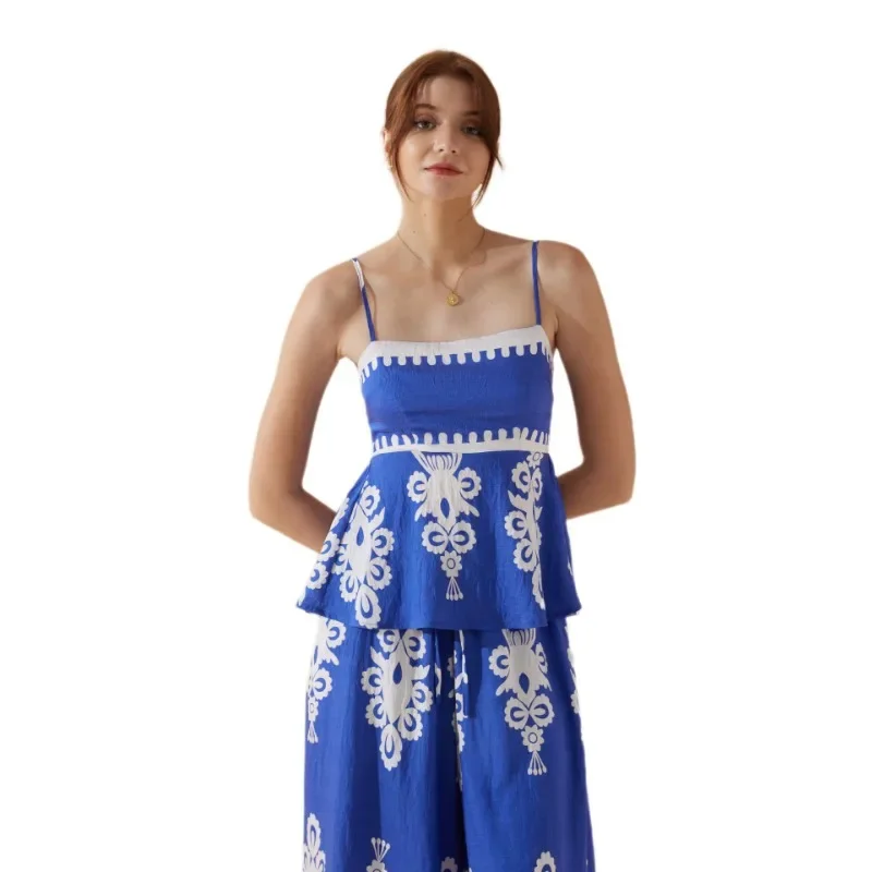 Novedad de verano a la moda, conjunto de pantalones ajustados con espalda descubierta y temperamento para mujer, ropa de mujer europea y americana