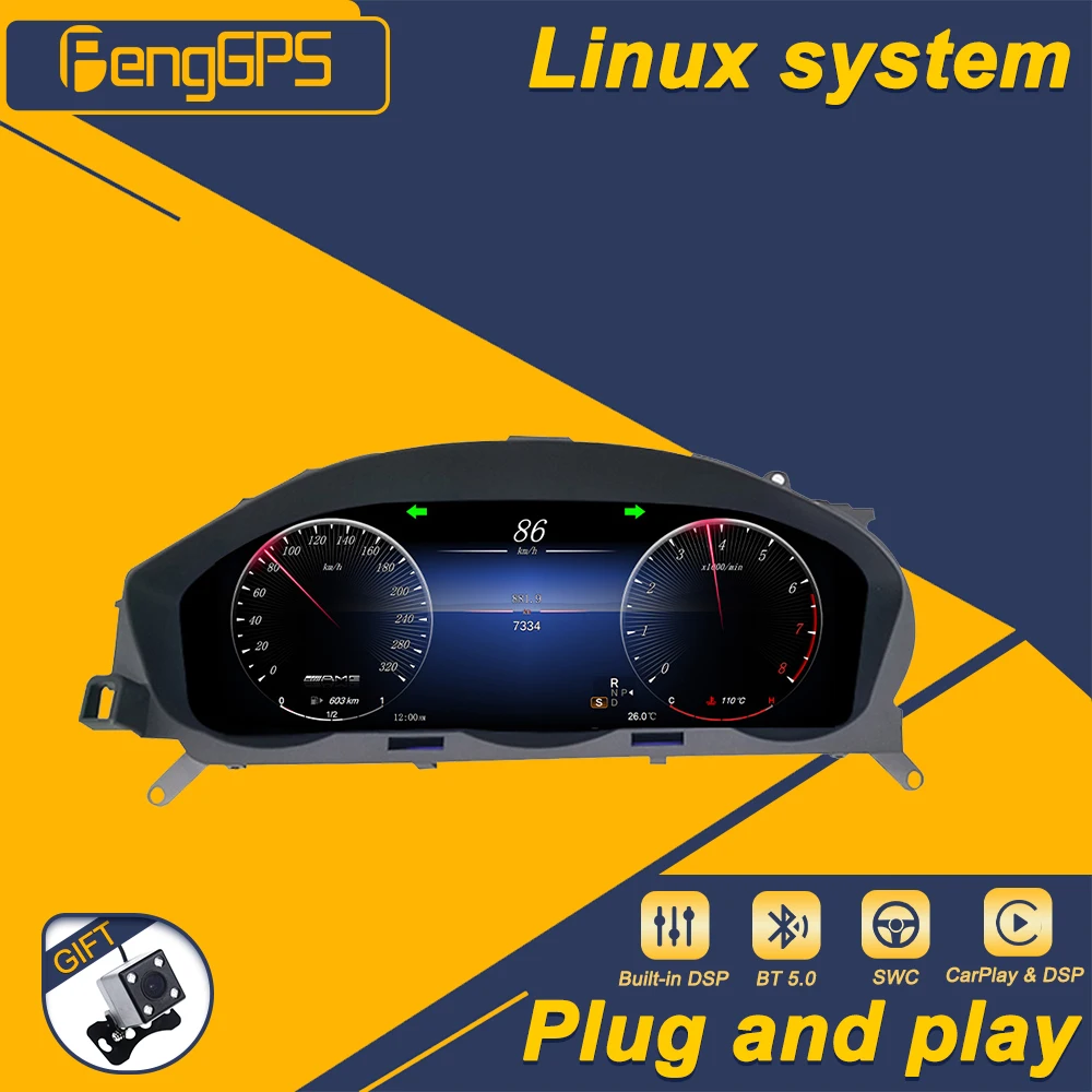 12.3 Inch Digital Cluster For Mercedes-Benz C W204 2011-2014 LCD Instrument Panel Virtual CockPit Speed Meter Dashboard Linux