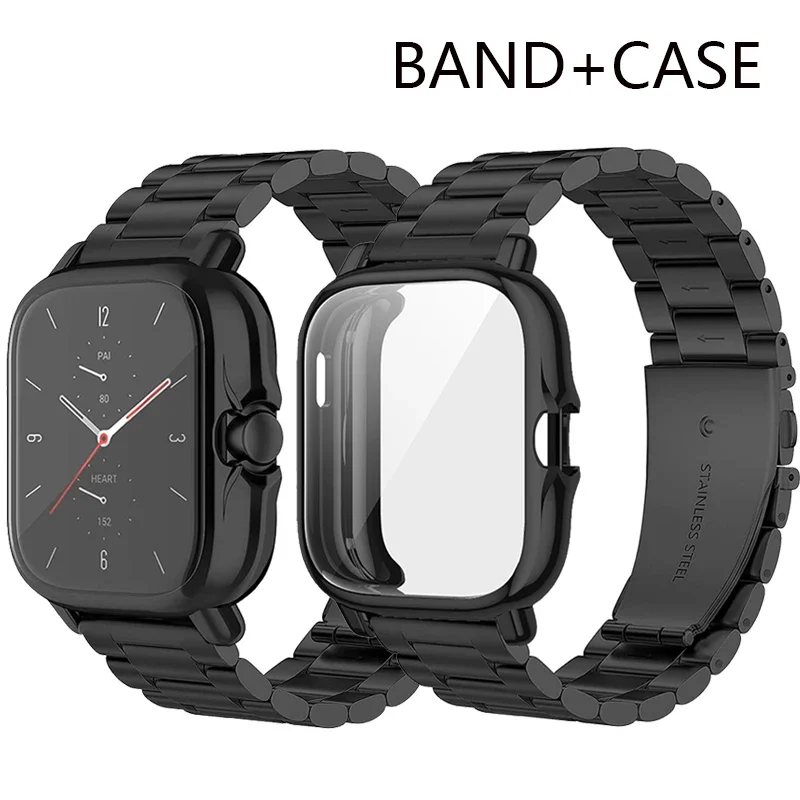 2in1 Metal Strap+Protective case For Amazfit GTS 2 mini Bracelet For Amazfit Bip S U Pro Watchband Cover bumper frame