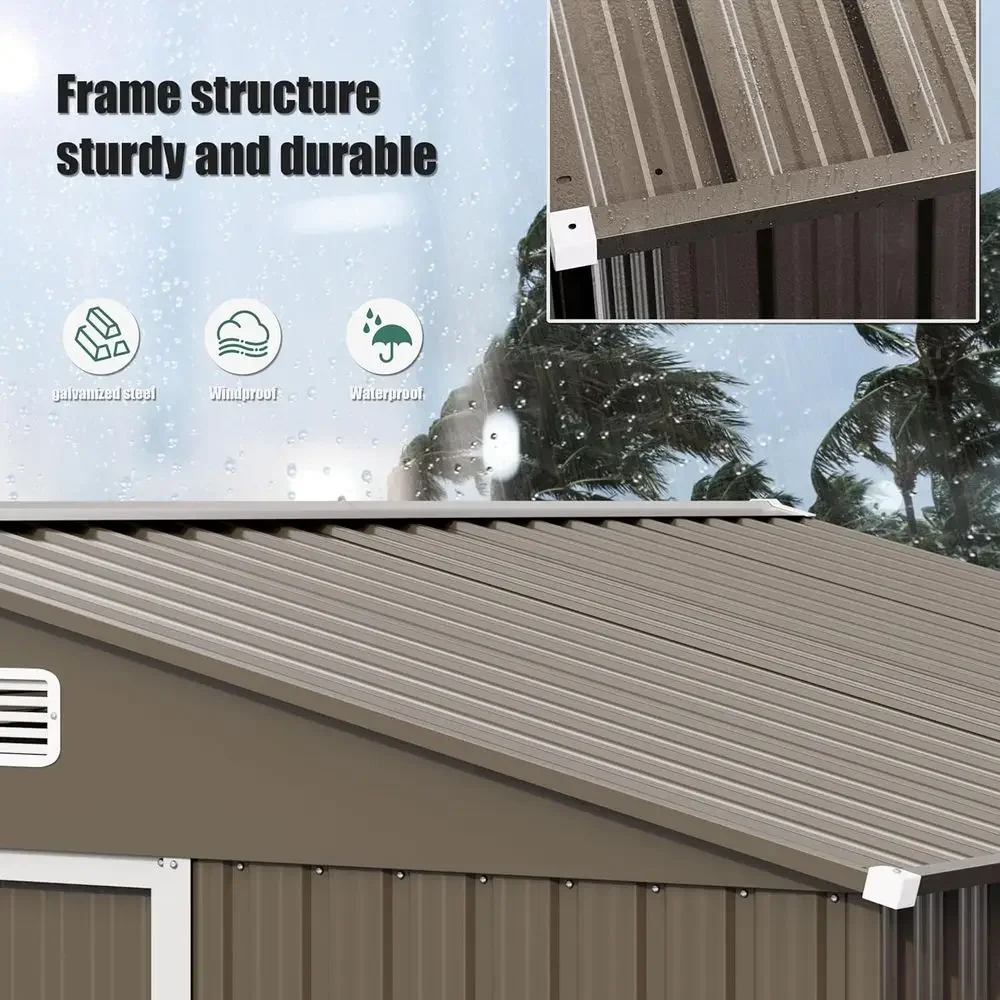 10T x 8T Outdoor Metal Storage Shed with Lockable Door, Sliding Door, and Air Vents for Gardening and Lawn Tools view 3