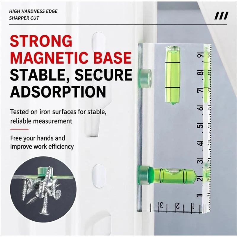 Acrylic Transparent Mini Level Ruler Magnetic Horizontal Vertical Spirit Level High Precision Transparent Angle Measuring Tool