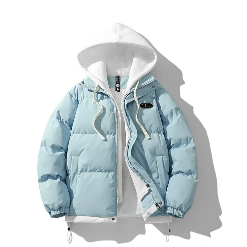 Mens Winter Jacket And Coats Hooded Thicken Windbreaker Coats Fake Two Piece Parkas Outwear