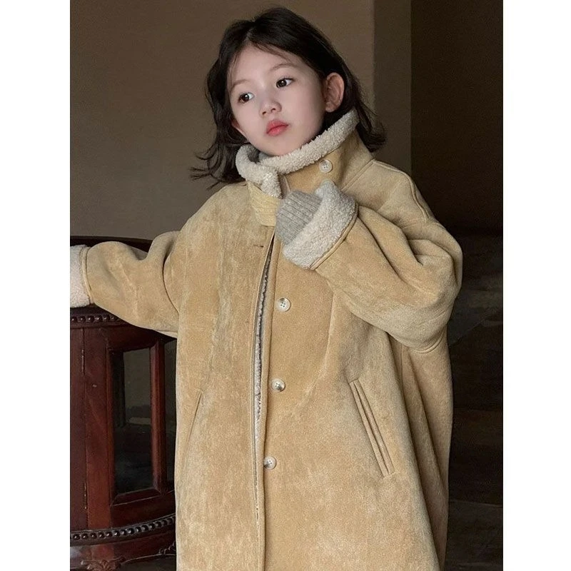 Girls' Outerwear Children's Autumn and Winter Clothing 2025 New Style Stylish Coat Baby Mid Length Fashion Top
