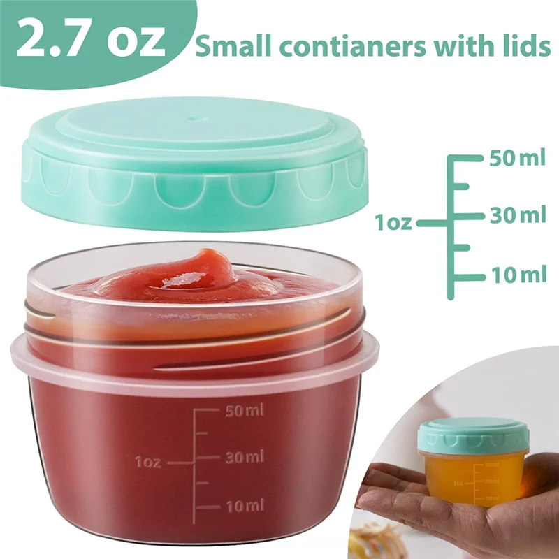 ABCA-6 Pack Salad Dressing Container To Go With Lids,Tiny Condiment Containers With Graduated Lines, Reusable And Leakproof