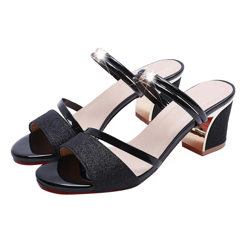 Sexy Ladies High Heels 2023 Summer Women Shoes Woman Square Heels Sandals Summer Ladies Shoes Women Sandals Heel 6cm YX770