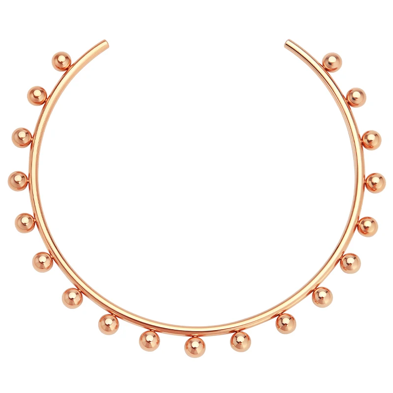 VAROLE Stainless Steel Open Choker Necklace Ladies Round Bead Cuff Collar Minimalist Daily Party Neck Jewelry