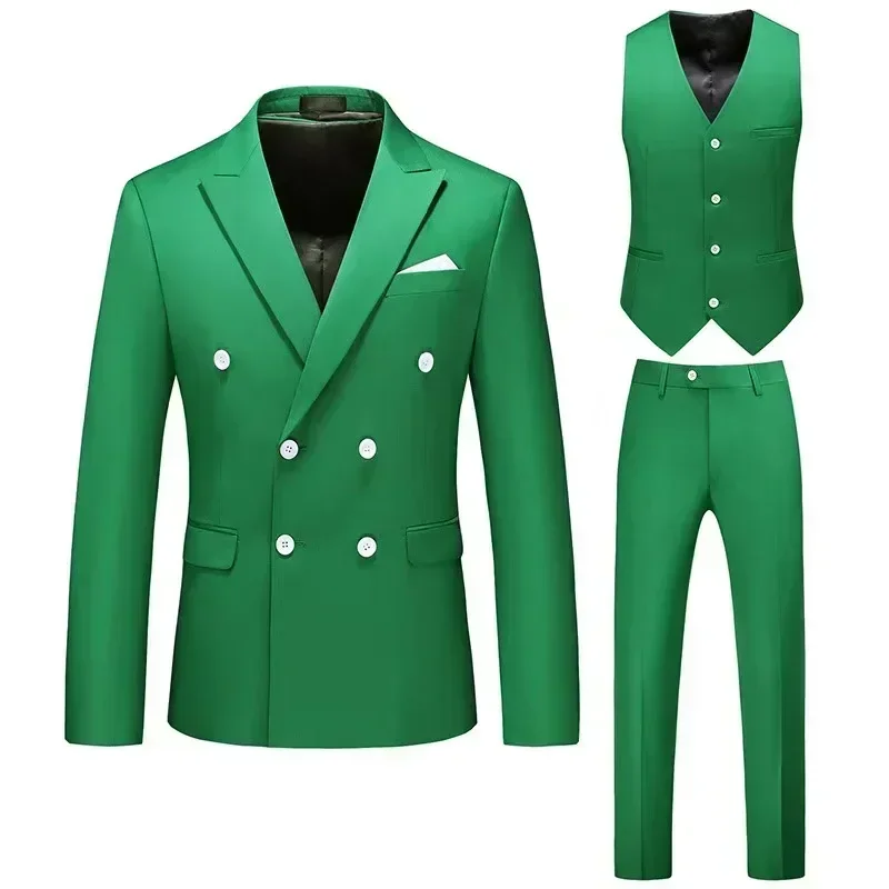Full men's suits Notched lapel Double Breasted Three-piece suit for  Wedding dresses Graduation casual suit Banquet