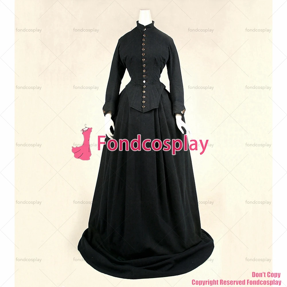 fondcosplay Victorian Rococo Medieval Gown Ball black satin jacket Gothic Linen skirt Cosplay Costume Custom-made[G842]