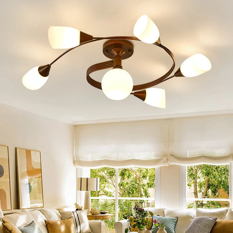 

American Retro Ceiling Light Antique Style In Living Room Bedroom Corridor Balcony Minimalist Glass Decorative Lighting Fixtures