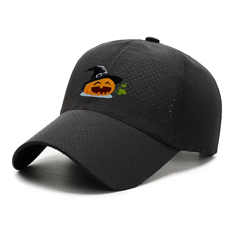 Halloween Pumpkin Wizard Quick Dry Baseball Cap Unisex Breathable Hat for Golf Outdoor Activities and Daily Wear