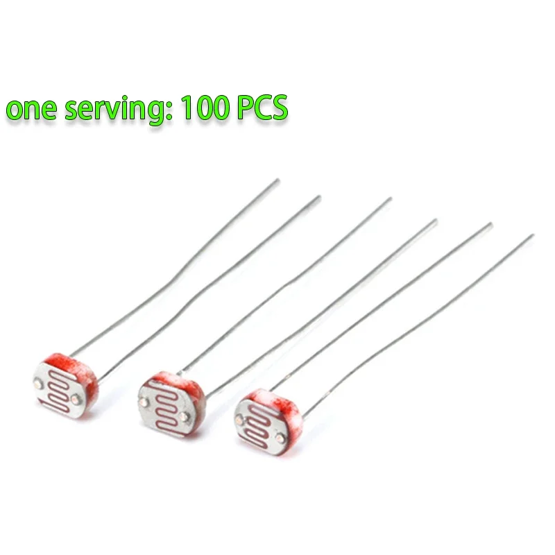 100pcs 5528 LDR Photo Light Sensitive Resistor Photoelectric Photoresistor GL5528 5537 5506 5516 5539 5549 For Arduino