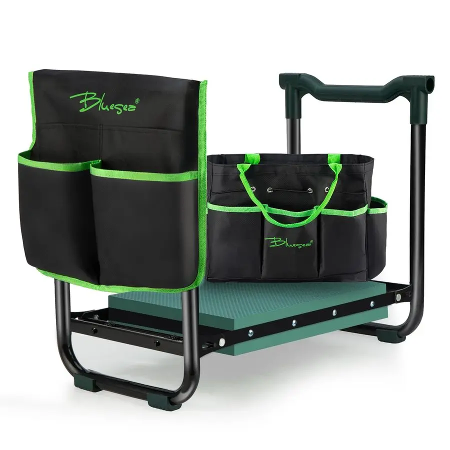 

Garden Kneeler and Seat 2in1 Heavy Duty Garden Stool amp Thick Kneeling Pad with Tool Pouch, Foldable Garden Bench for Planting,