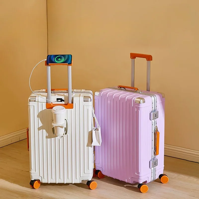 Multifunctional Ale Aluminum Frame Suitcase Can Student Trolley Suitcase Crash Light Luggage Boarding Box 20 22 24 26 28