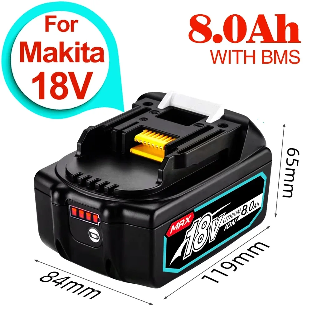 2024 Upgrade 18V 6.0 8.0Ah Rechargeable Battery for Makita Power Tools with LED Li-ion Replacement LXT BL1860 1850 18v 6000mAh