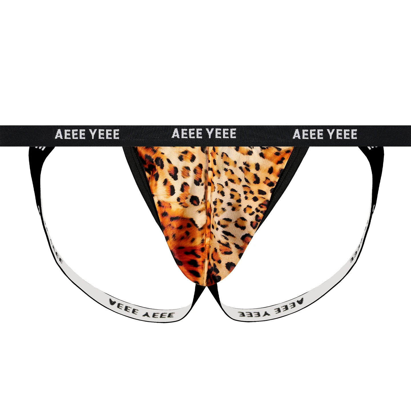 

Men's Underwear Sexy Thong Satin Double-Strap Leopard-Print Ice Silk Breathable Butt-Lifting Low-Rise Underpants