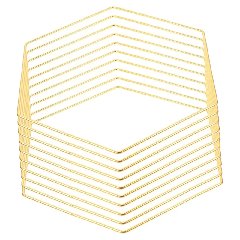 ABKO-Dream Catcher Frame Grinalda de Casamento 10 Pcs Decoração Dourada Peça Central Suprimentos Hexagonal