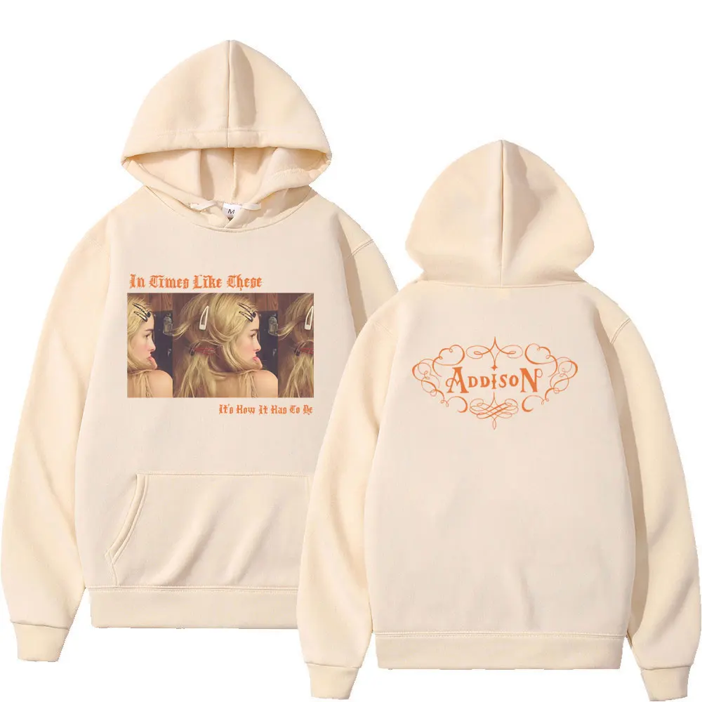 Addison Rae in Times Like These sudaderas con capucha estampadas a la moda para hombres y mujeres, sudaderas estéticas informales de moda de invierno de manga larga