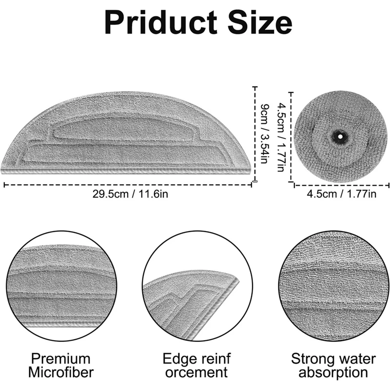 Microfiber Mopping Cloths For Roborock S8 Maxv Ultra / S8 Max Ultra Robot Vacuum Cleaner Accessories