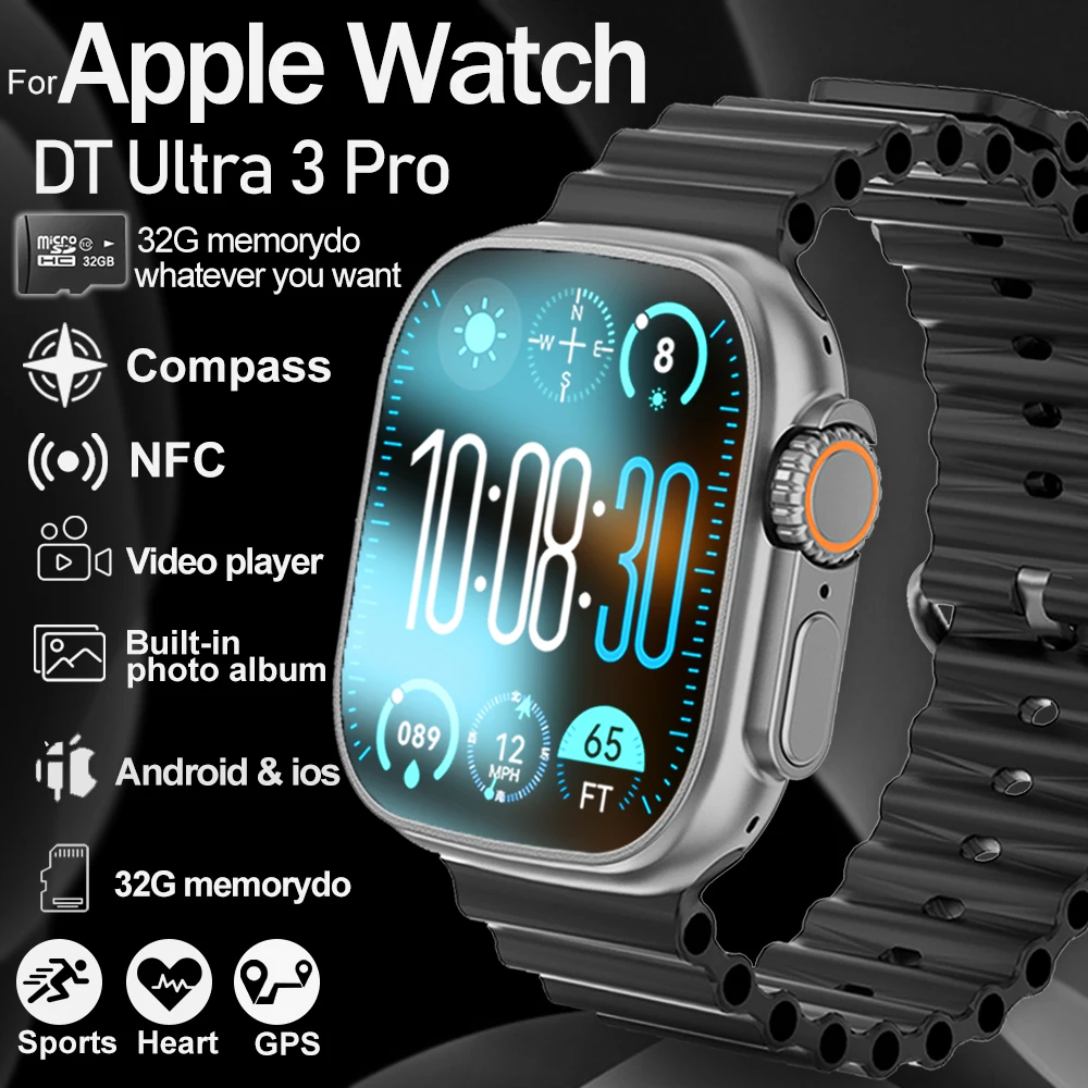 

Новая карта Google GPS DT Ultra 3 Pro NFC SmartWatch 32 ГБ Память Музыкальное видео NFC Bluetooth Вызов Водонепроницаемые SmartWatch для Android iOS
