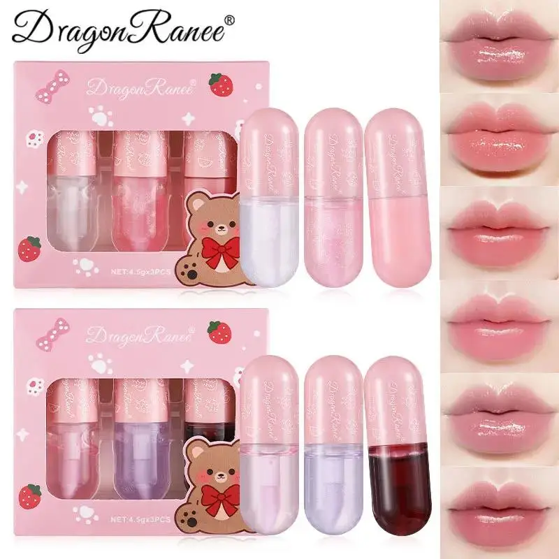 Long Lasting Pearly Lip Gloss Waterproof Mirror Glaze Nourishing Moisturizing Non Stick Lip Oil Set