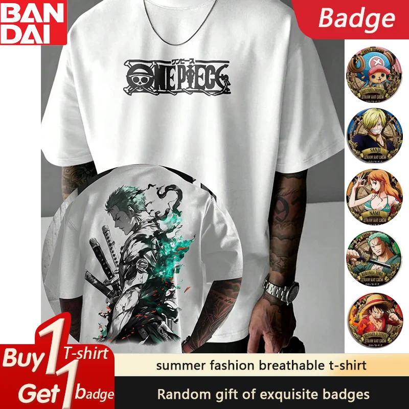 

ONE PIECE Japanese Anime Men's T-shirt Nika Monkey D. Luffy Season Cotton Man Parent-child Clothing Short Sleeve
