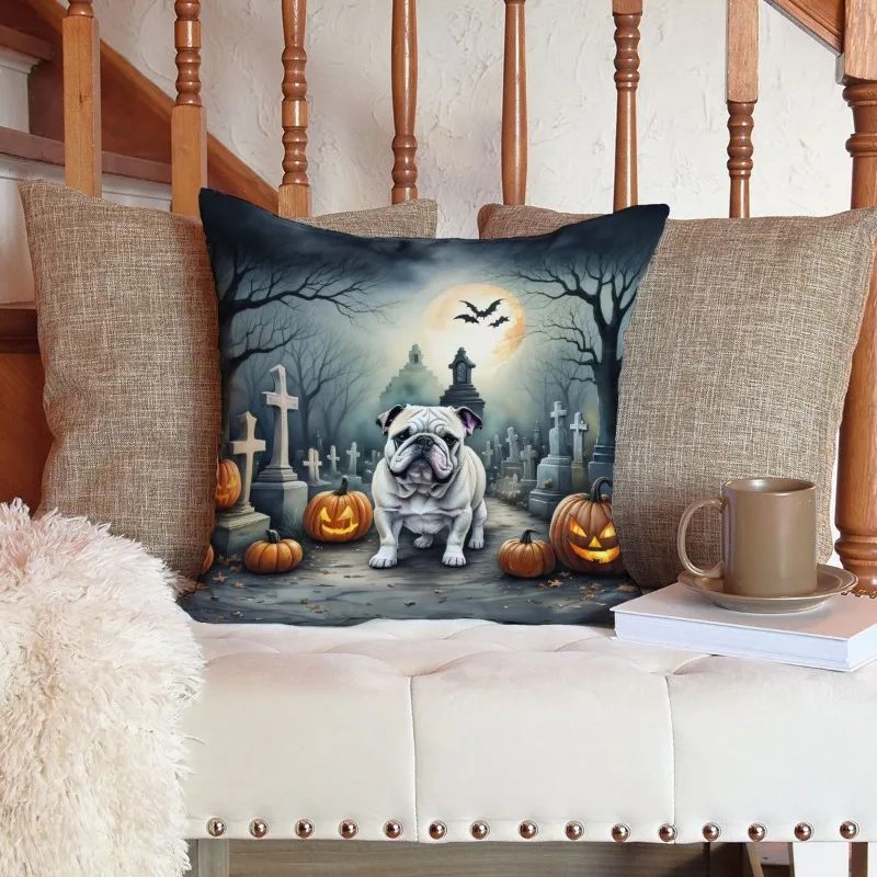 

Английский бульдог, декоративная подушка на Хэллоуин, жуткая, машинная стирка, декоративная домашняя и уличная диван-кровать, патио, праздничная подушка, декор