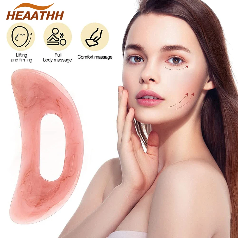 

2PCS Natural Resin Gouache Scraper Resin Gua Sha Board Back Neck Body Acupuncture Scraping Therapy Gua Sha Massage Care Tools