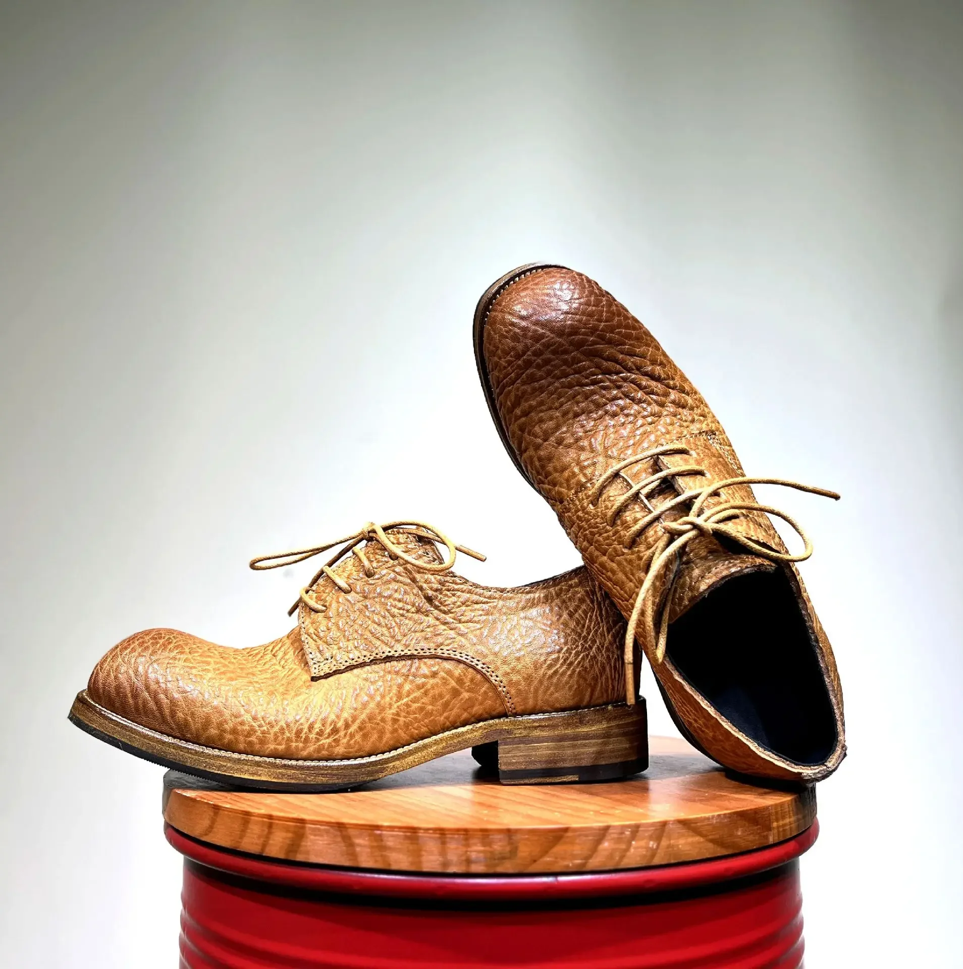 Men's Round Headed Cowhide Business Dress British Casual Leather Men's Shoes