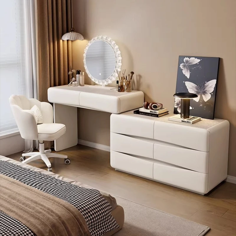 

cream style multi-functional Makeup vanity Modern luxury illuminated makeup dressing table home tocador de maquillaje iluminado