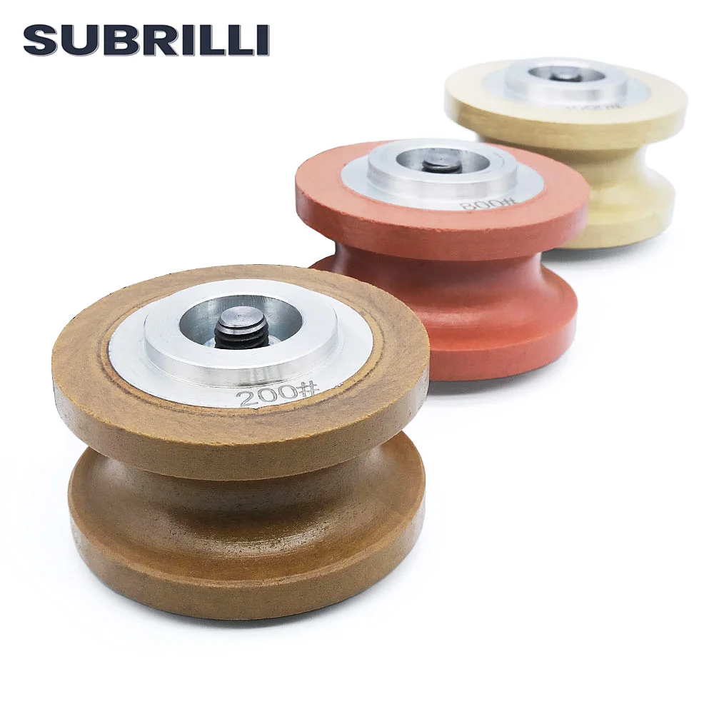 SUBRILLI 20Mm Roda Gerinda Profil Berlian Ikatan Resin Bit Router Abrasif Tepi Bullnose Penuh untuk Profil Alat Marmer Granit