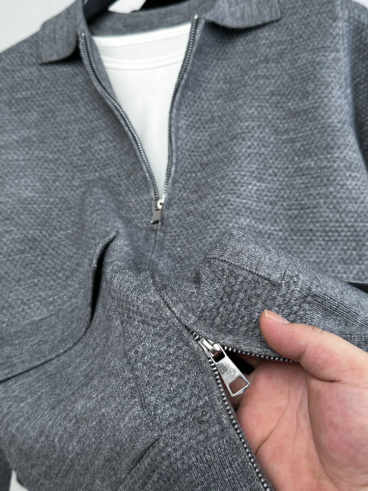 Cardigan en Tricot à Fermeture Éclair pour Homme, Veste Simple et Ample, avec Vraie Poche, Nouvelle Tendance, Automne et Hiver, 2024