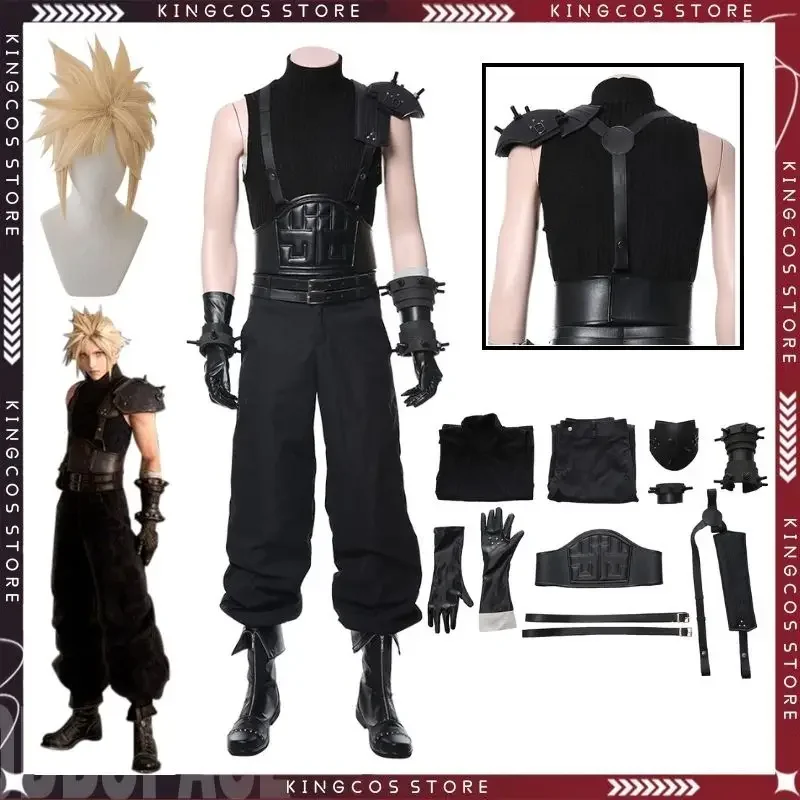 Letzte Fantasie 7 Wolken streit Cosplay Fantasia Kostüm Verkleidung erwachsene Männer Weste Hosen Uniform Anime Perücke Mann Halloween Kostüm