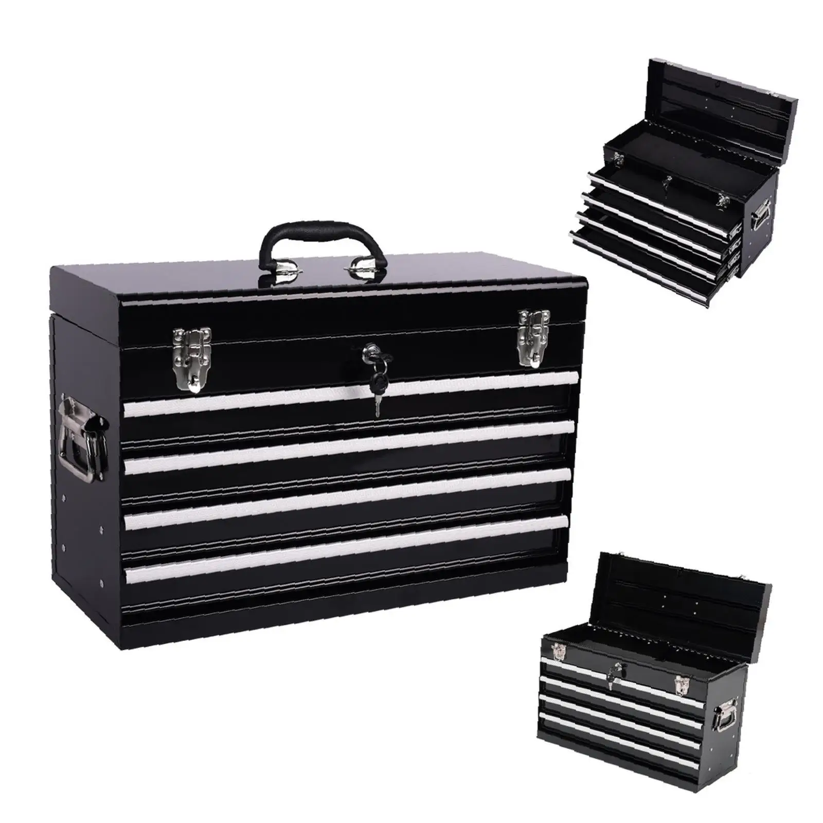 

21 Inch Large Tool Chest Steel Tool Box with Ball Bearing Slides for Professional Garage or Trunk Use