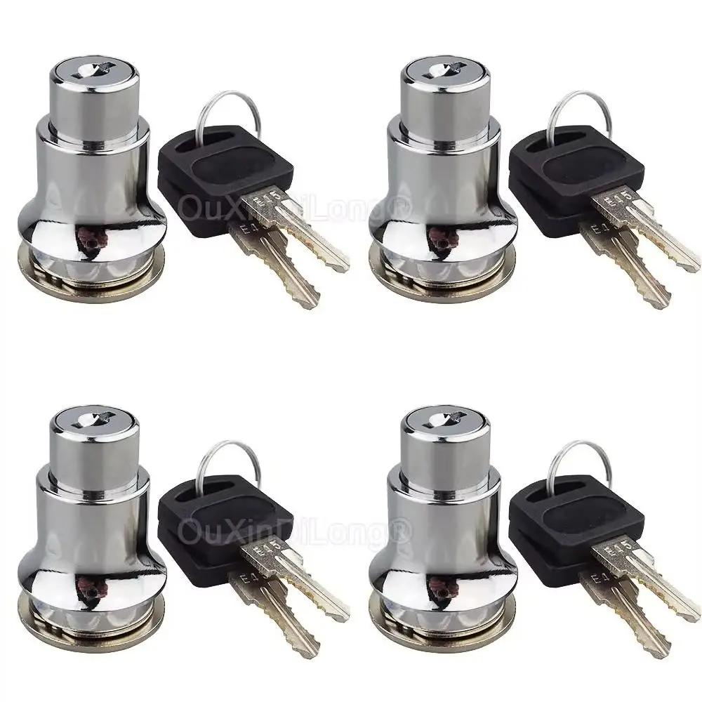 High Quality 4PCS Zinc Alloy Glass Cabinet Locks Jewelry Showcase File Cabinet Door Push Locks Chromed for 5~8mm/0.19