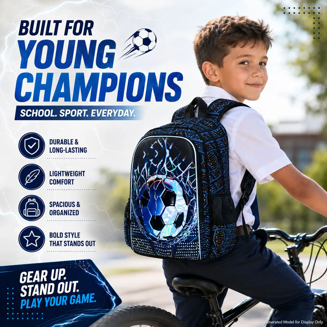 kid's-backpack-3pcs17-lightning-soccer-net-large-capacity-lightweightone-backpackone-handbagone-pencil-case
