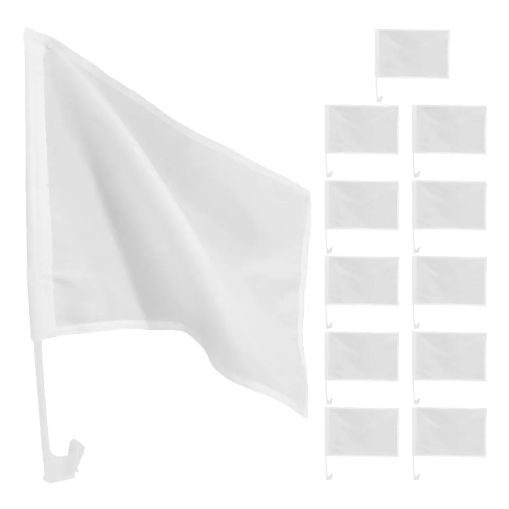 

12 Pcs Car Window Decor Flags Blank Handheld Waving Match Signal Fan Cheering Sturdy Handle Lightweight Portable Promotion