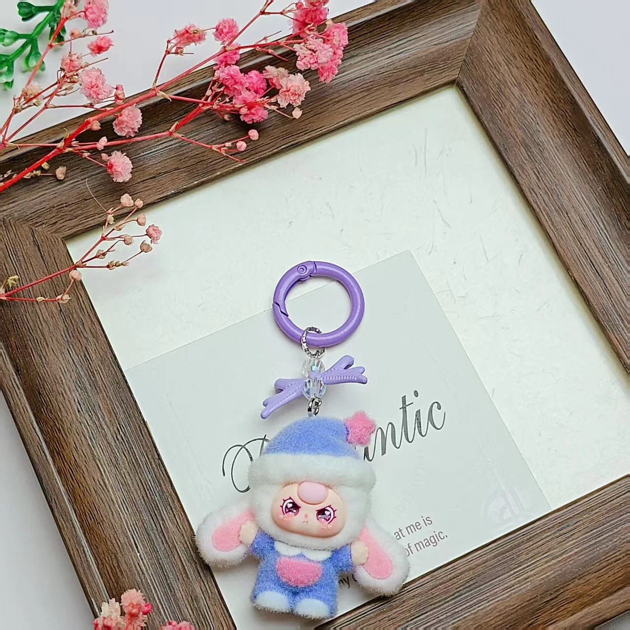 9PCS Baby Three Keychain Cute Pajama Doll Pendant DIY Phone Charm Plush Toy Creative Decoration